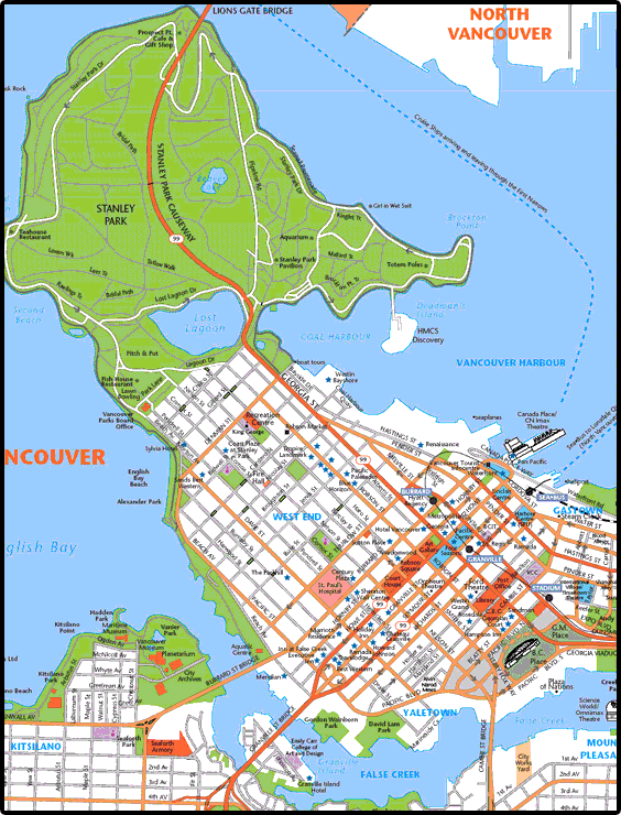 Map of Vancouver, BC